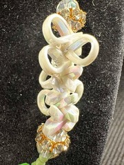 RARE Vintage VENDOME Milk Glass Resin Ribbons W/AB finish and AB Crystals