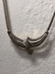 1. Vintage Statement Necklace, 1/2 CT Lab Created Diamonds, 14kt Gold over Brass