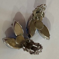 1960s Vintage Blue Rhinestone Clip On Earrings Cocktail Party Jewelry