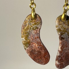 Crazy Lace Agate Boomerang Earrings Gold French Wire lightweight Gemstone Boho