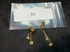 1.69g Vintage Sterling Silver 925 Star Dangle Chain Drop Earrings Jewelry M