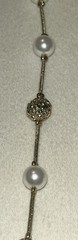 Vintage Swarovski Pearl Crystal Station Necklace Gold Tone Swan 16”-19” 1990’s