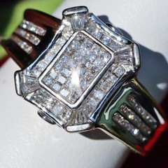 14k multi tone gold size 7 ring 1.25ct diamond invisible set handmade 7.1gr N10