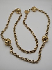 Vintage Yves Saint Laurent YSL Gold Tone Rope Chain Necklace AS IS