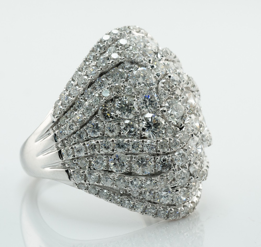 Diamond Ring 14K White Gold Cluster Cocktail 3.00ct TDW VJ