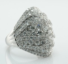 Diamond Ring 14K White Gold Cluster Cocktail 3.00ct TDW VJ