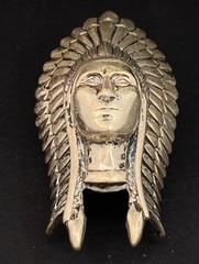 Old Pawn Bolo Tie Indian Headdress Sterling Silver NO CORD