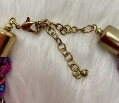 Vintage Statement Jewelry Set Gold Tone Purple Teal Beaded Necklace Earrings