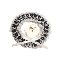 Vintage Handmade Amscan Ghost Round Wreath Pin Brooch Black & White Halloween
