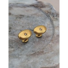 Vintage Unmarked 10k Yellow Gold Cuff Links with Tiny Starburst Accent Stones
