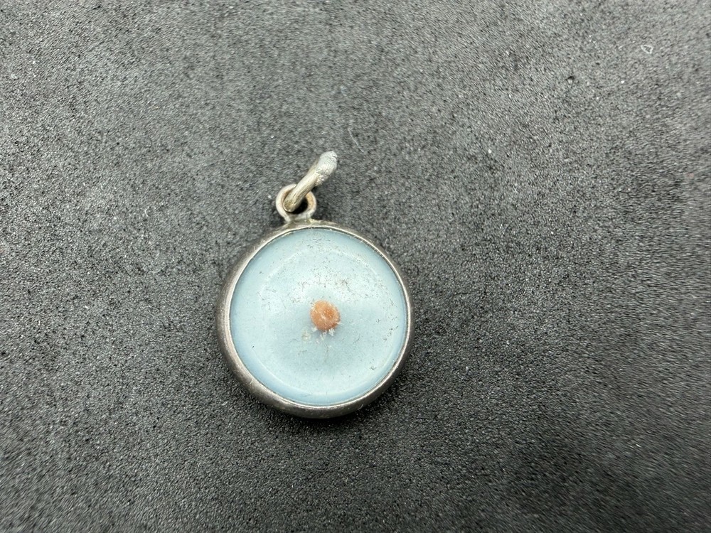 1.25g Vintage Sterling Silver 925 Round Blue Pendant Mustard Seed Quote M