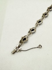 Vintage Barclay Art Deco Rhinestone Blue Panel Link Bracelet