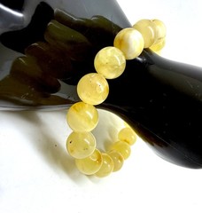 Unique honey Whole Stone natural Amber Bracelet 17 Beads 11.5mm 16.08g
