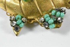 Miriam Haskell Rhinestone and Green Glass Bead Angel Fish Brooch