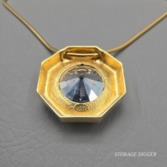 VTG Lanvin Paris Swarovski Crystal Pendant Necklace Gold-Tone Snake Chain 18″