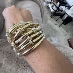 Vintage 1980s Wrap Around Gold Tone Beaded Bracelet