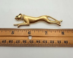 Vintage Jackie Collins Gold Tone Panther Brooch & Clip Earrings Set Rhinestone