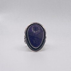 Vintage Navajo Sterling Silver Purple Sugilite Oval Ring Size 9.75