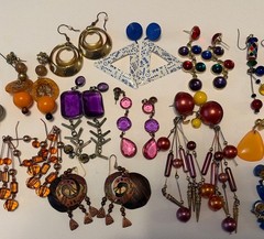 Vintage Retro Mod Pierced Earrings Lot Of 15 Pairs