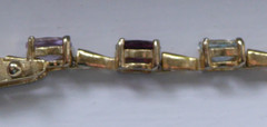 FAS Gold Over 925 Sterling Silver Multi-Gemstone Bracelet