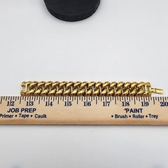 Vintage Monet Signed Chunky Heavy Gauge Gold Tone Curb Link Statement Bracelet