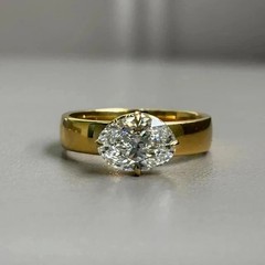 2Ct Oval Cut Lab Created Diamond Solitaire Wedding Ring 14K Yellow Gold Plated