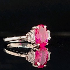 Vintage Platinum Engagement Ring 2.30ct. Natural Burma Oval Ruby AGL CERT