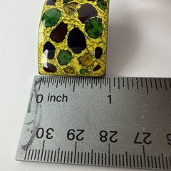 1950s 1970s MCM Enamel Copper Bracelet West Germany Mosaic Pattern Green Yellow