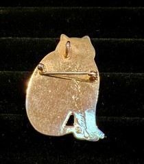 Laurel Burch Mystic Cat Brooch Gold Tone Kitty Kitten Pin Vintage 1.5 Inches