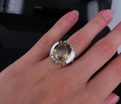 10.18ct Party Color Tourmaline & 0.50ct Diamond Platinum 18K Gold Ring Sz 8.5