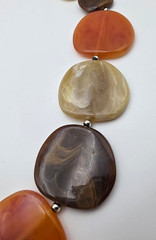Autumn Tone Marbled Lucite Graduated Pebble Statement Necklace 36 in Vintage