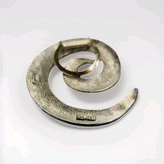 M Jeny Designer Brooch Vintage 1950s 1970s Enameled Silver Tone Swirl Jewelry