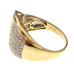 Classic 14k Solid Yellow Gold 1ct Natural Diamond Belt Buckle Ring Size 6.25