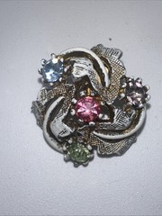 RARE Arthur Pepper ART SIGNED Rhinestone 14.5″ Necklace Enamel W/ Clip Earrings