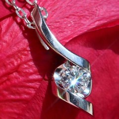 14k white gold pendant 0.33ct diamond solitaire charm 1.8gr Sirena N2785