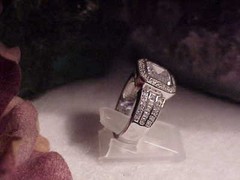 Sterling Silver 4.00ct Princess Solitaire Ring Sz 6 Baguettes Halo CZ 6.8Gr Vtg