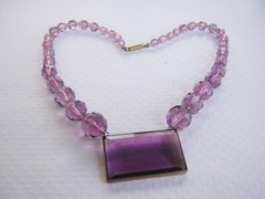 1920’s ART DECO Enchanting PURPLE GLASS & BOLD Crystals NECKLACE