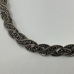 Vintage 7.5” Sterling Silver W/ Marcasite Bracelet Signed TK 925 Weighs 0.519oz