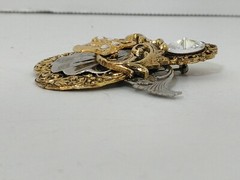 Rosemary Nelson Angel Pin Brooch 1995 Gold Silver Tone with Jewels 2.5″