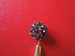 J7294 ANTIQUE BOHEMIAN TOMBAK GARNET CUFF BRACELET SEE DESCRIPTION