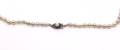 14K Solid White Gold Japanese Saltwater Akoya Pearl Graduated Vtg Necklace 19.25