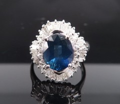 Fine 2.80ct Deep Blue Sapphire & 0.90ct Diamond Platinum Cocktail Ring, Size 7