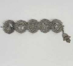Vintage Silver-Tone Filigree Panel Bracelet De Maroc Morocco Boho Souvenir