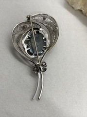 Vintage JJJ Sterling Stone Accent Brooch