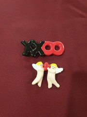 Vintage Flying Colors Cherub/AngelCupid/ Earrings & XXOO Pin/Brooch Colorful