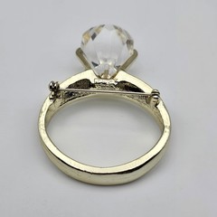 Vtg AJC Sparkle Stmt Ring Brooch Gold Tone Glam Engagement Bachelorette Bling