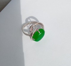 Vintage Ring Nephritie stone Sterling Silver 916 Star USSR times Jewelry size 9