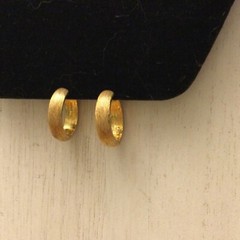Vintage Estate Brushed Goldtone Hinged Clip Earrings Signed Monet