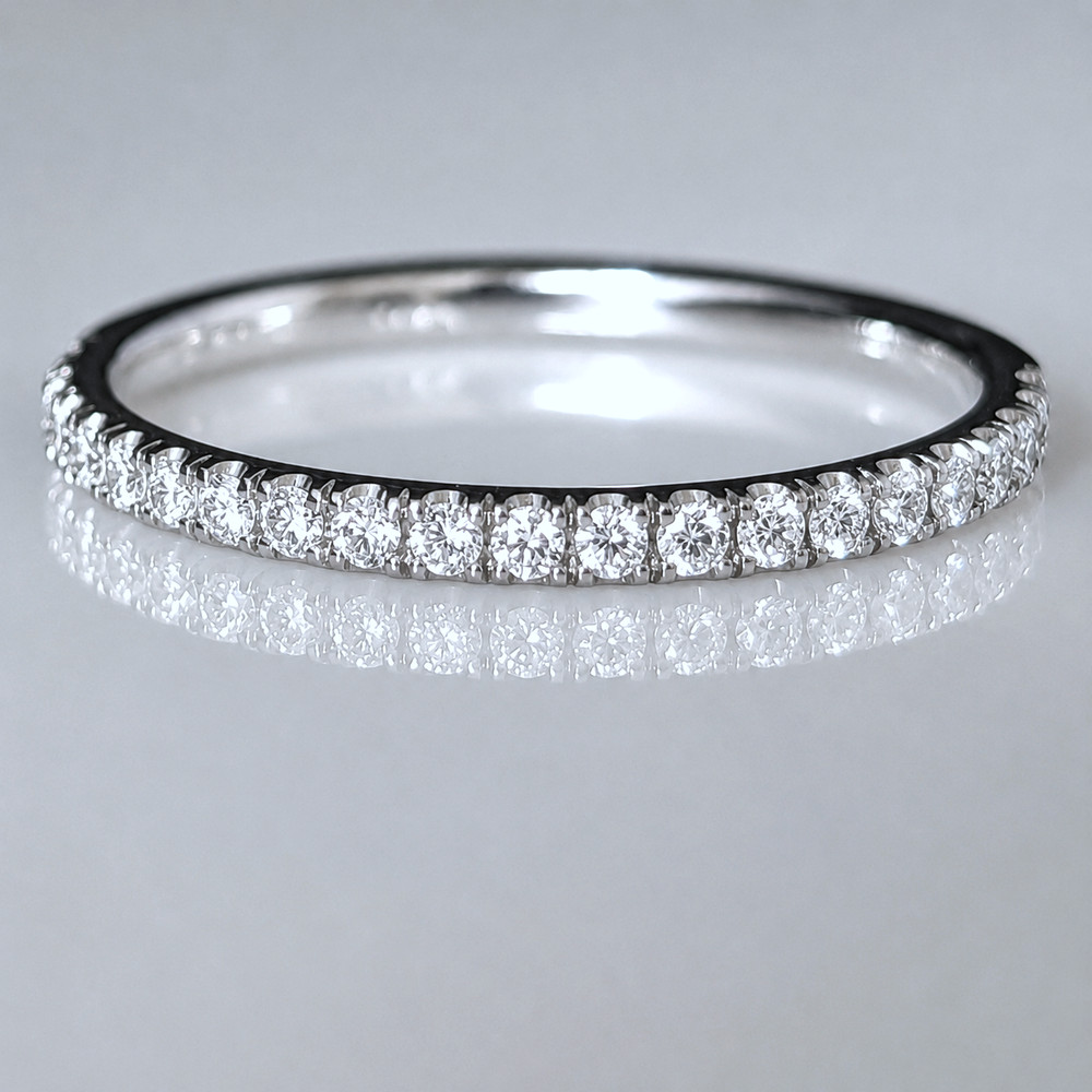Estate Natural Diamonds 14k White Gold Band Ring 50%Eternity Anniversary Wedding