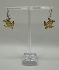 Beautiful Vintage Handmade Gold Tone Turtle Cutout Hook Wire Earrings